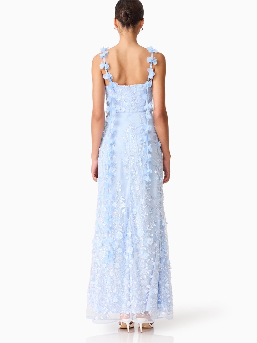 ELLIATT Rina Beaded Gown in Blue  Floral Evening Wedding Dresses Size L NWT - Picture 4 of 9